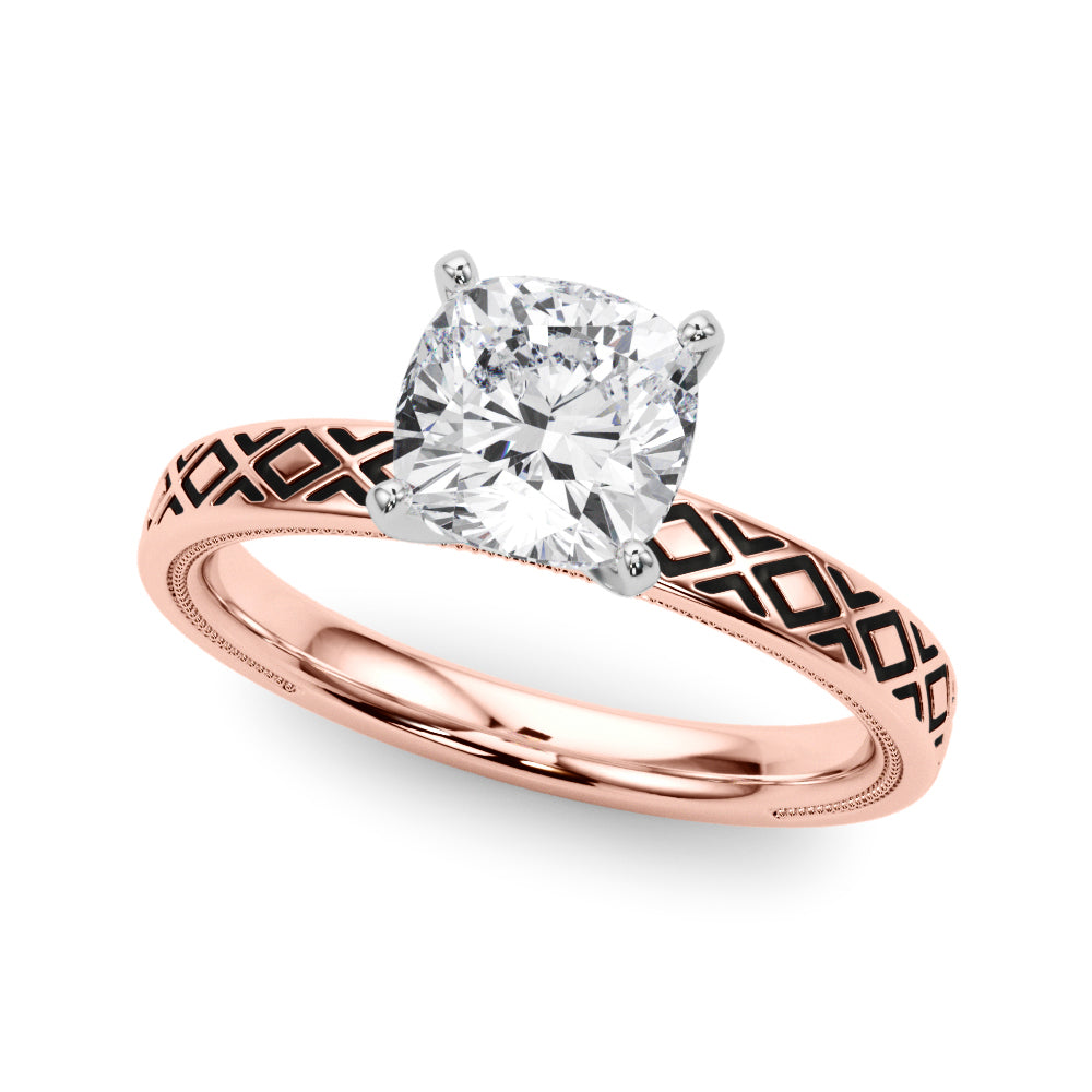 Sculpted Solitaire Round Diamond Engagement Ring — 9K/18K Gold & Platinum