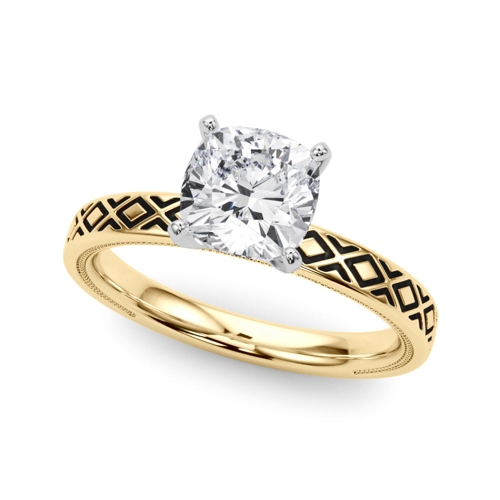 Sculpted Solitaire Round Diamond Engagement Ring — 9K/18K Gold & Platinum