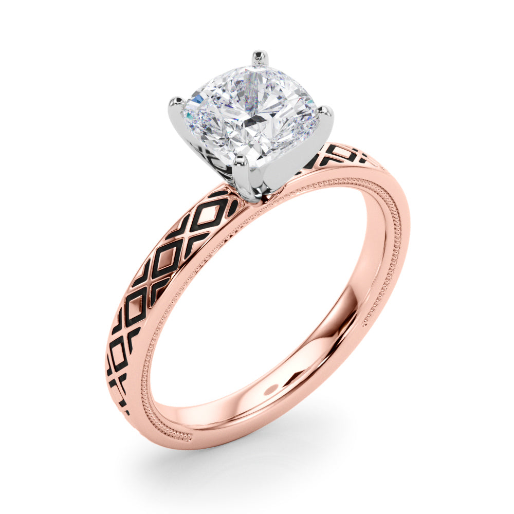 Sculpted Solitaire Round Diamond Engagement Ring — 9K/18K Gold & Platinum
