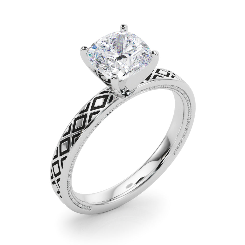 Sculpted Solitaire Round Diamond Engagement Ring — 9K/18K Gold & Platinum