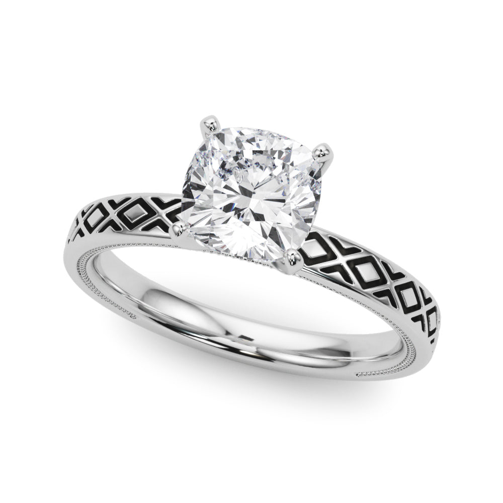 Sculpted Solitaire Round Diamond Engagement Ring — 9K/18K Gold & Platinum