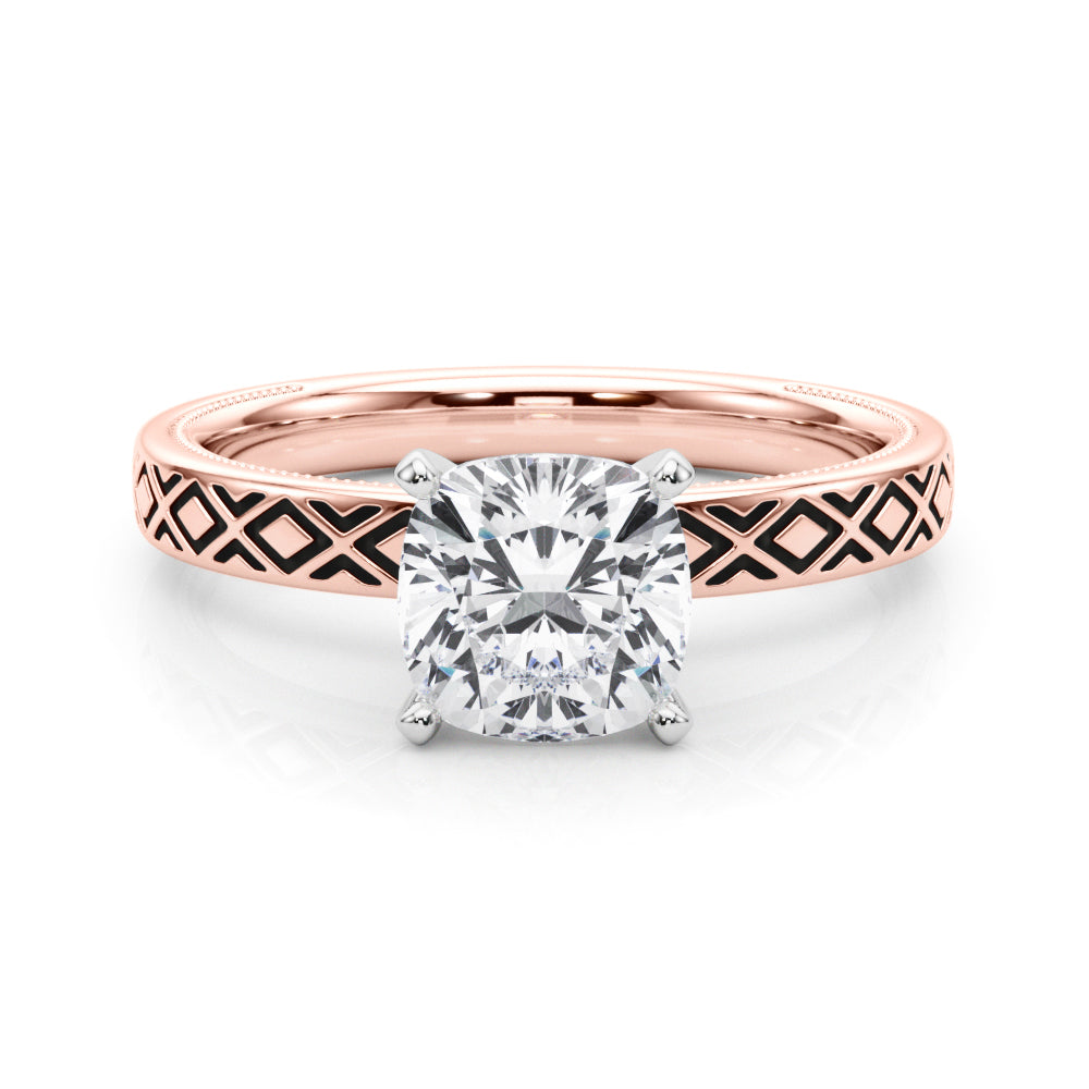 Sculpted Solitaire Round Diamond Engagement Ring — 9K/18K Gold & Platinum