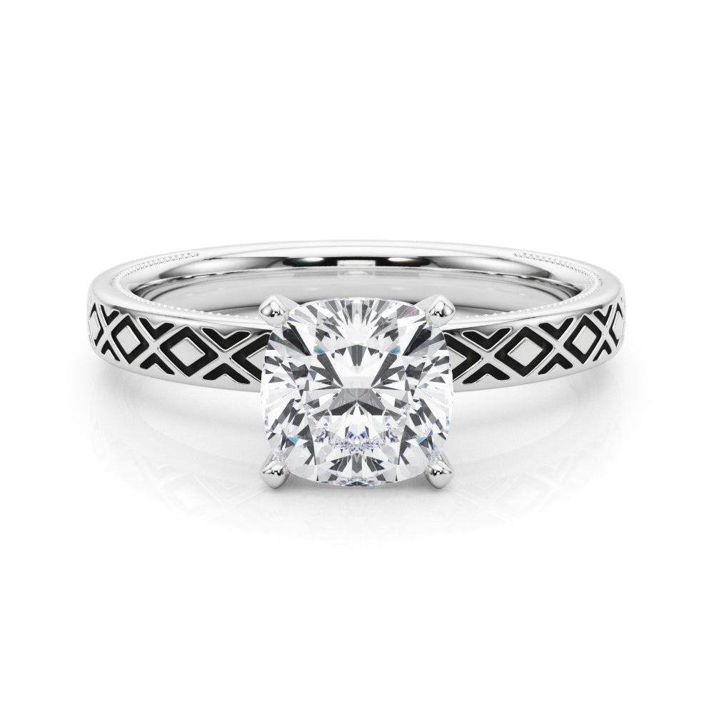 Sculpted Solitaire Round Diamond Engagement Ring — 9K/18K Gold & Platinum
