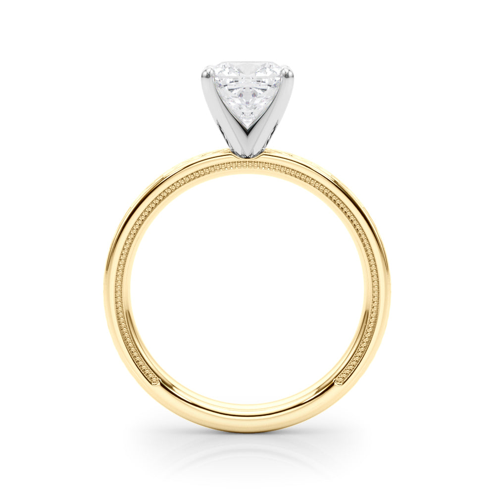 Sculpted Solitaire Round Diamond Engagement Ring — 9K/18K Gold & Platinum
