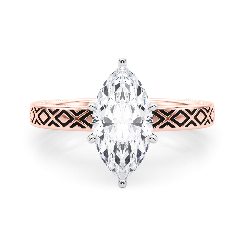 Sculpted Solitaire Round Diamond Engagement Ring — 9K/18K Gold & Platinum