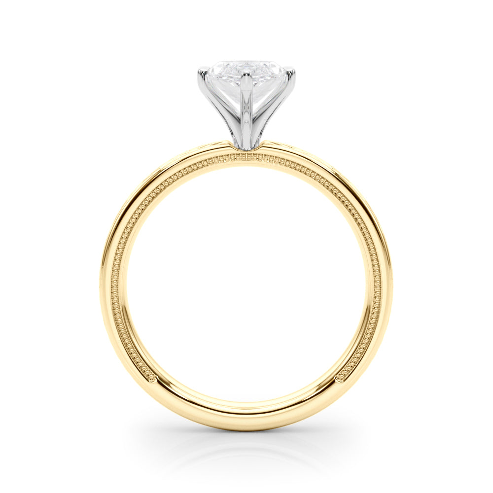 Sculpted Solitaire Round Diamond Engagement Ring — 9K/18K Gold & Platinum