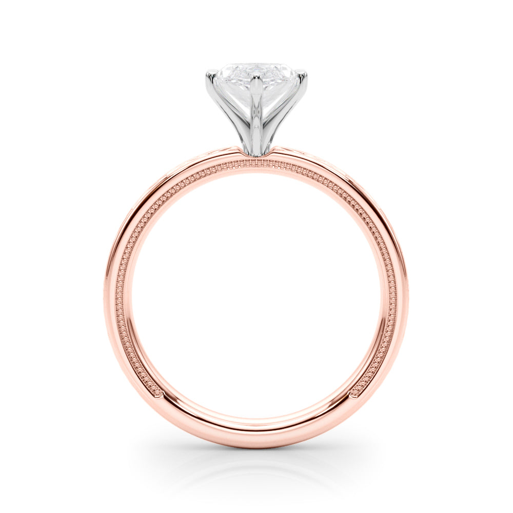Sculpted Solitaire Round Diamond Engagement Ring — 9K/18K Gold & Platinum