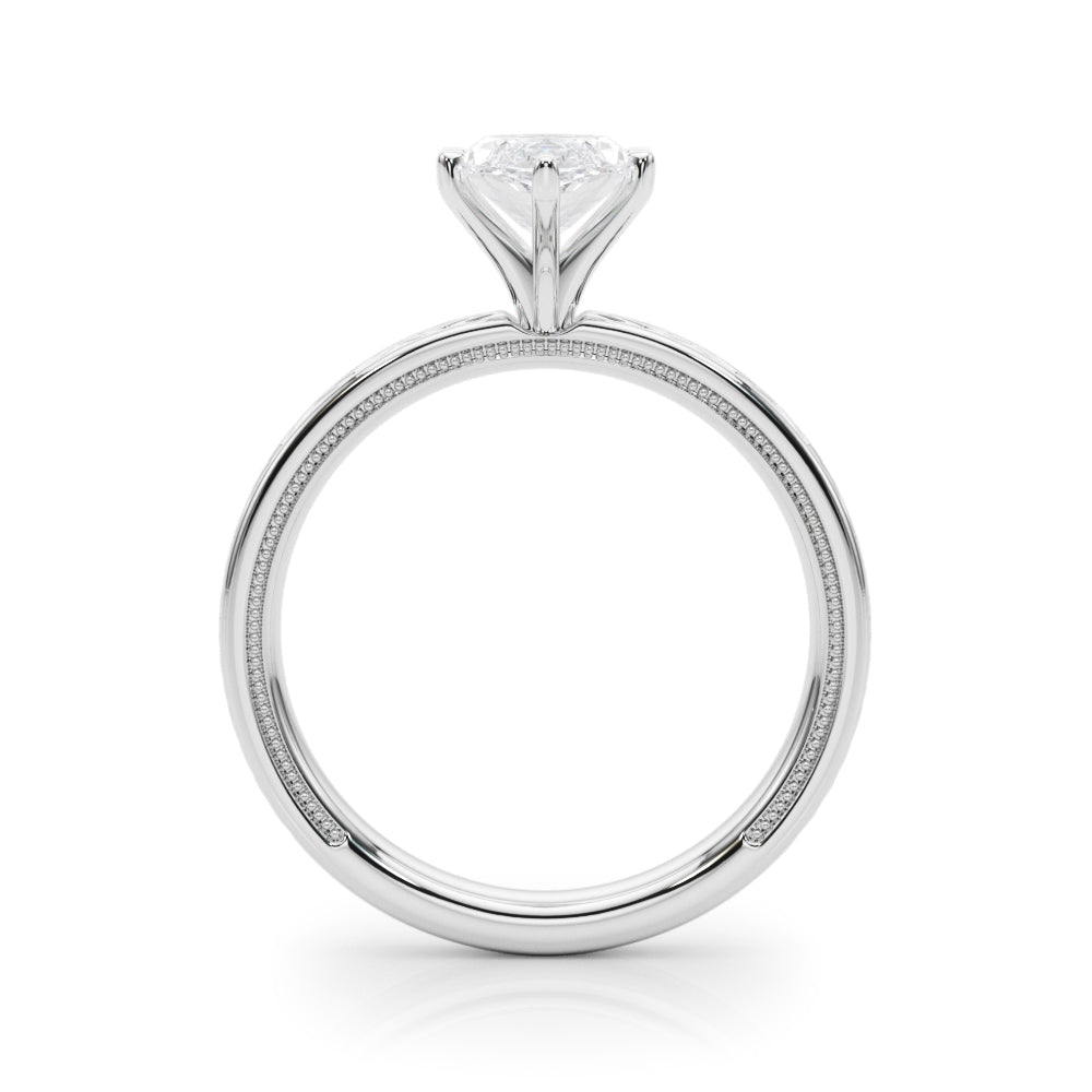 Sculpted Solitaire Round Diamond Engagement Ring — 9K/18K Gold & Platinum