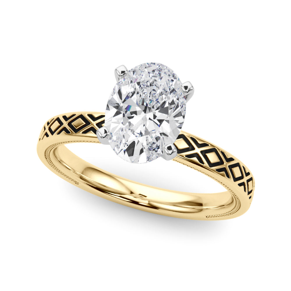 Sculpted Solitaire Round Diamond Engagement Ring — 9K/18K Gold & Platinum