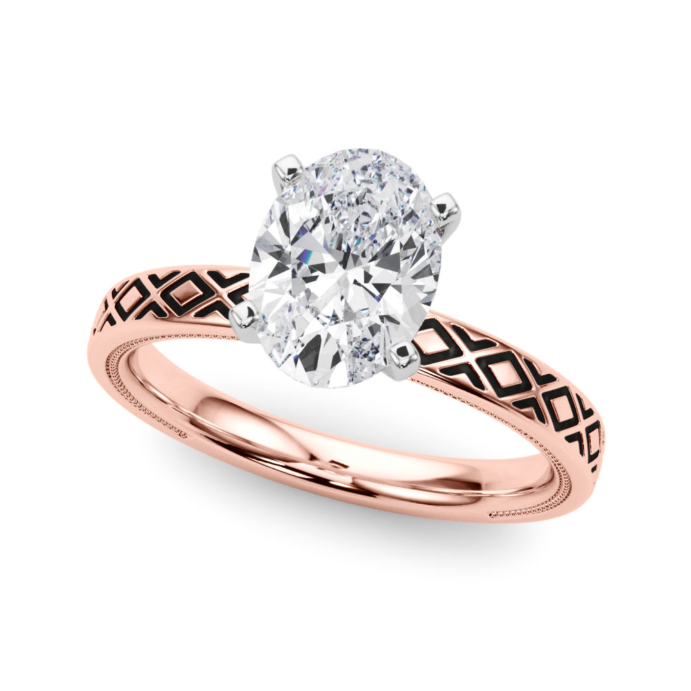 Sculpted Solitaire Round Diamond Engagement Ring — 9K/18K Gold & Platinum
