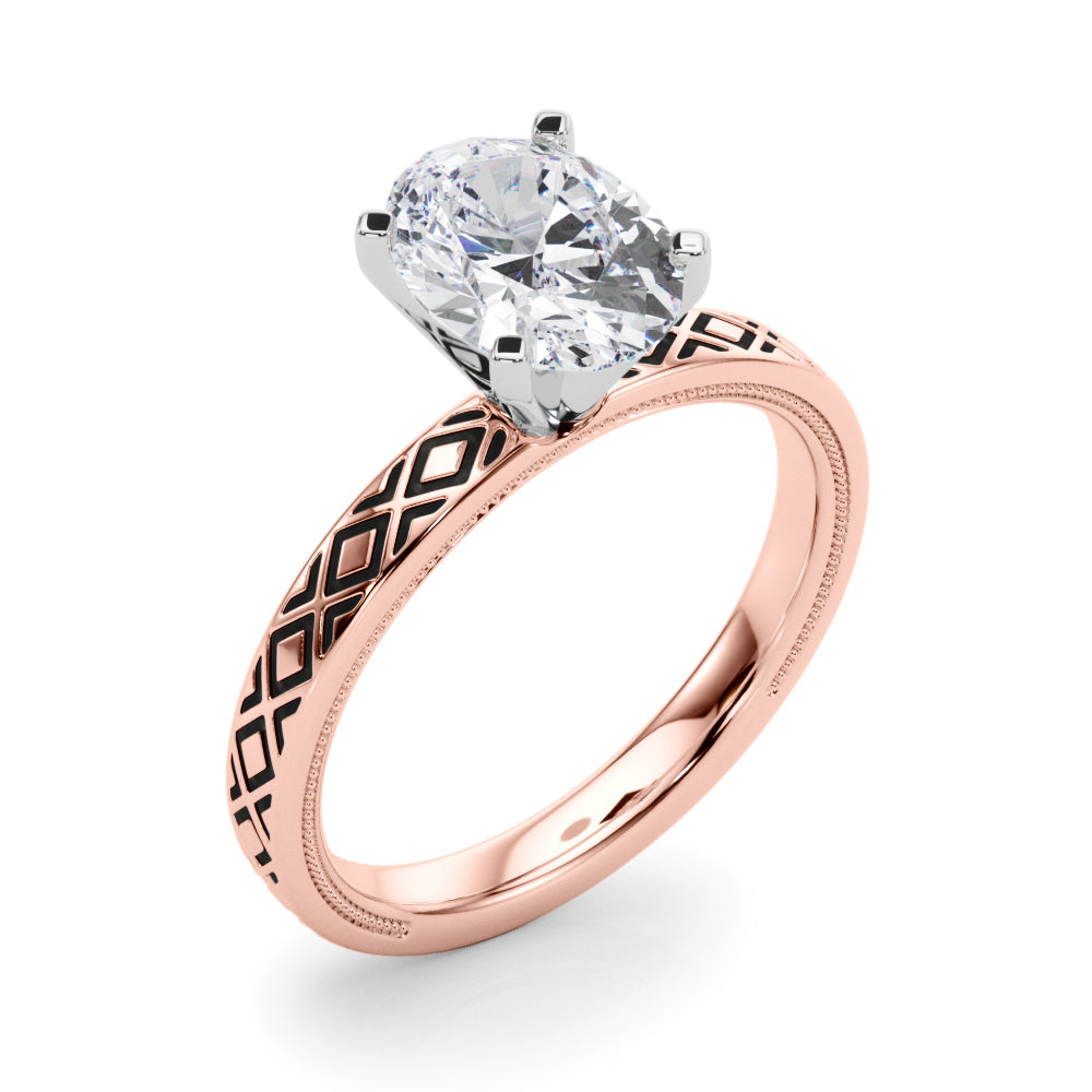 Sculpted Solitaire Round Diamond Engagement Ring — 9K/18K Gold & Platinum