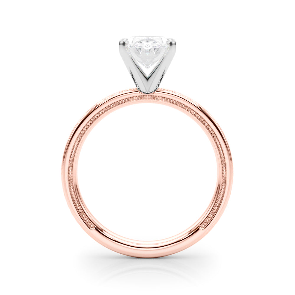 Sculpted Solitaire Round Diamond Engagement Ring — 9K/18K Gold & Platinum