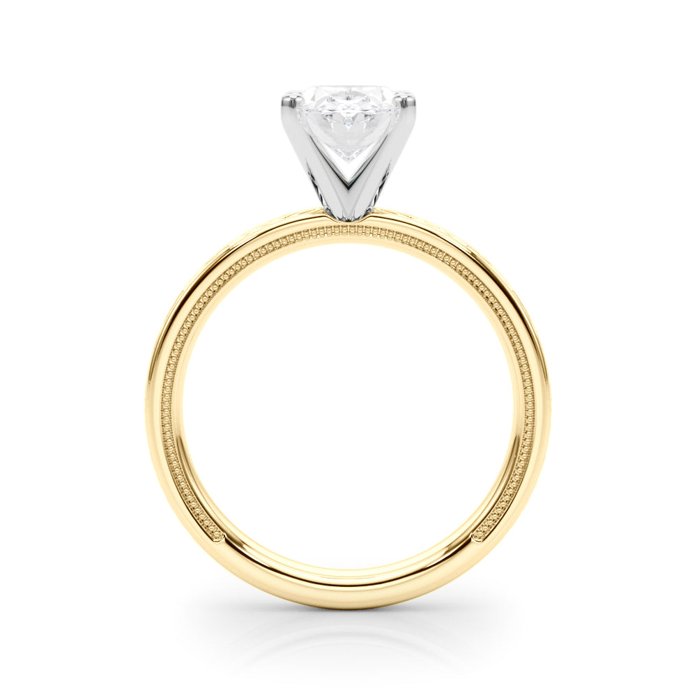 Sculpted Solitaire Round Diamond Engagement Ring — 9K/18K Gold & Platinum