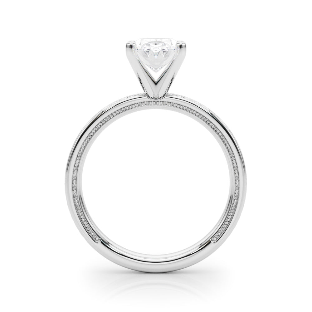 Sculpted Solitaire Round Diamond Engagement Ring — 9K/18K Gold & Platinum