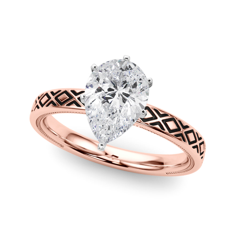 Sculpted Solitaire Round Diamond Engagement Ring — 9K/18K Gold & Platinum
