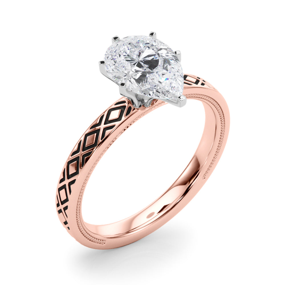 Sculpted Solitaire Round Diamond Engagement Ring — 9K/18K Gold & Platinum