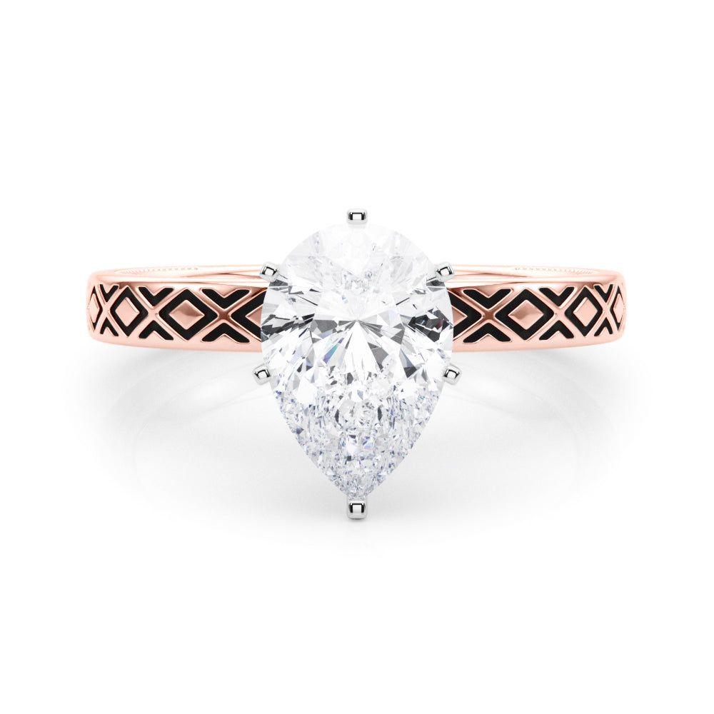 Sculpted Solitaire Round Diamond Engagement Ring — 9K/18K Gold & Platinum