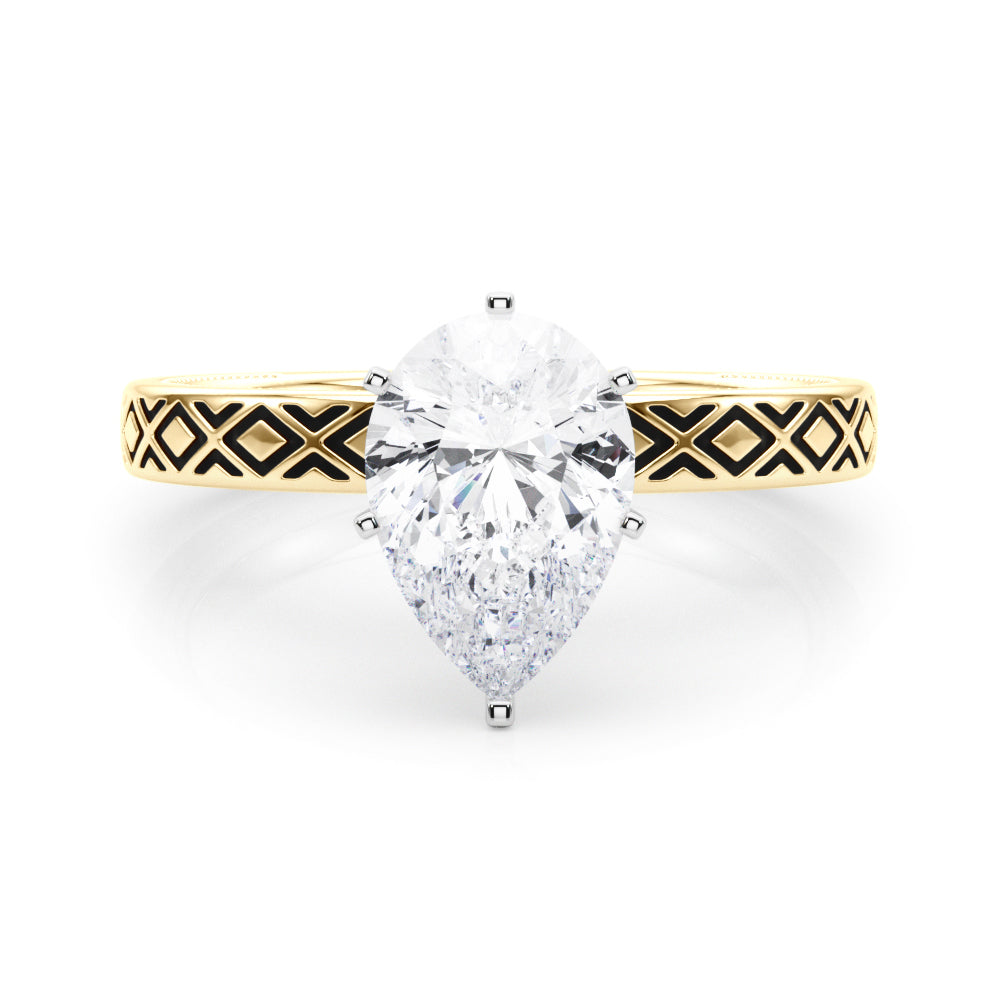 Sculpted Solitaire Round Diamond Engagement Ring — 9K/18K Gold & Platinum