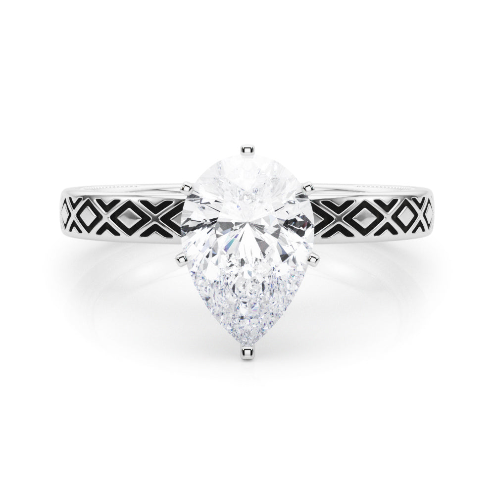Sculpted Solitaire Round Diamond Engagement Ring — 9K/18K Gold & Platinum