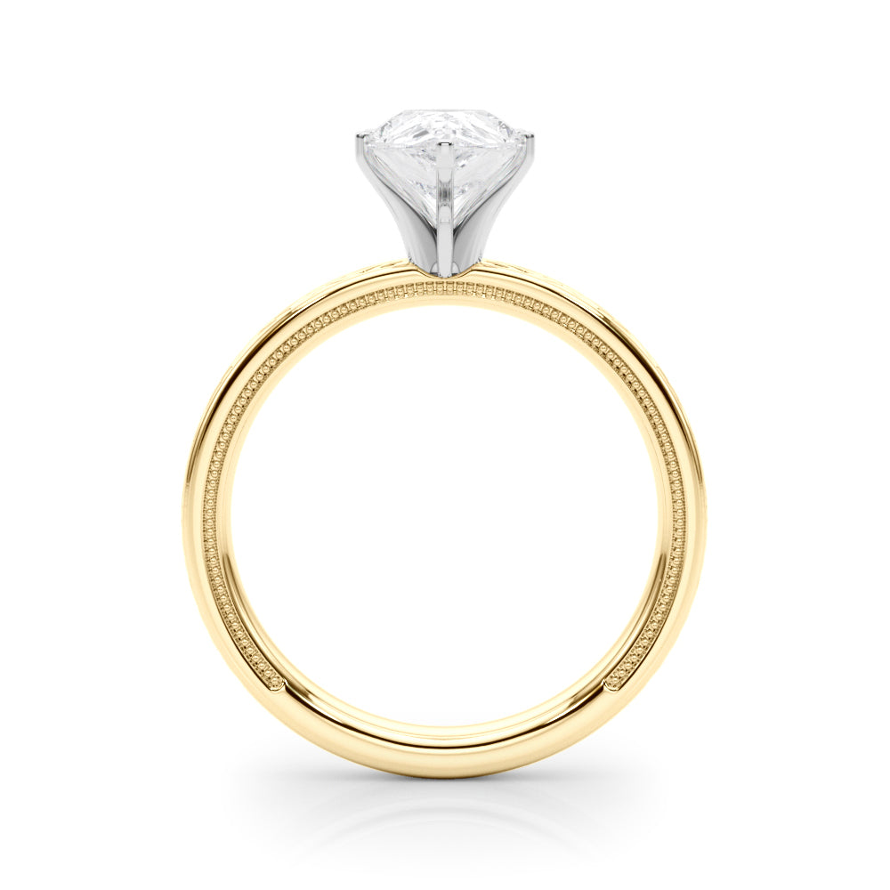 Sculpted Solitaire Round Diamond Engagement Ring — 9K/18K Gold & Platinum