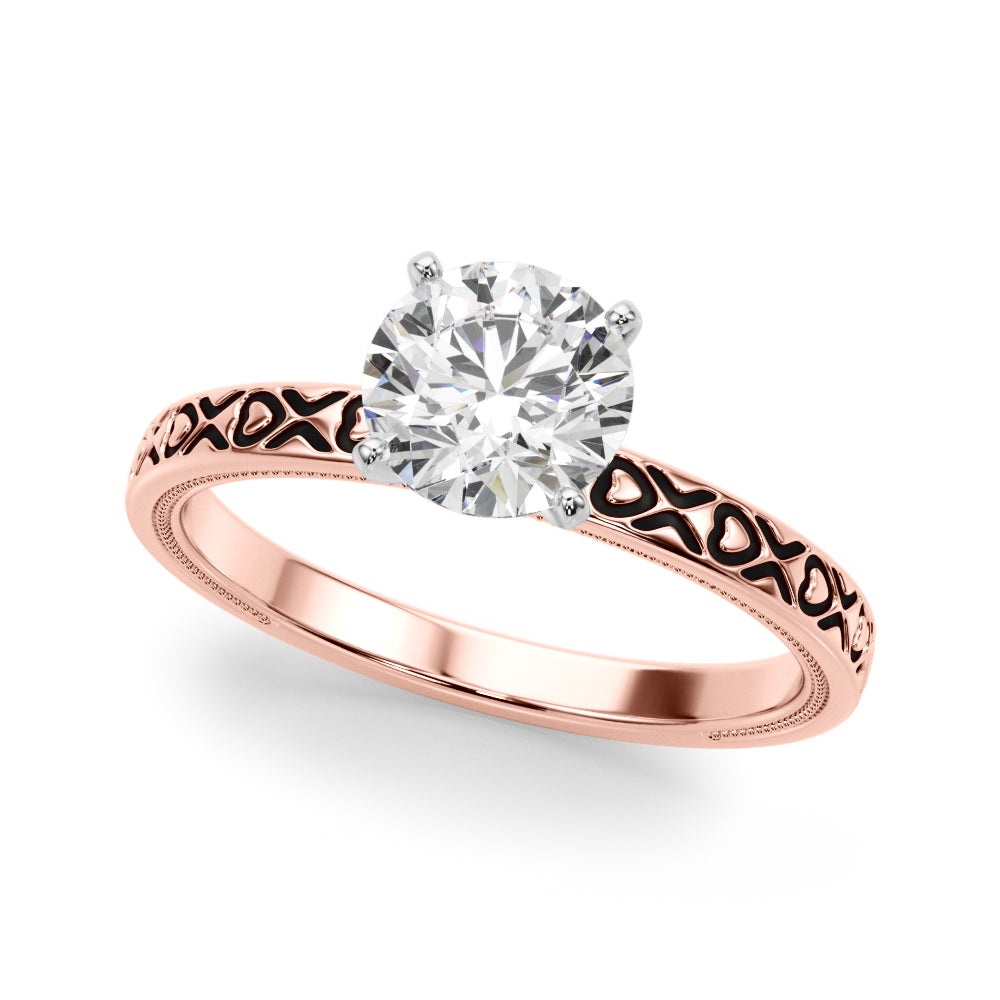 Couture Solitaire Round Diamond Engagement Ring — 9K/18K Gold & Platinum