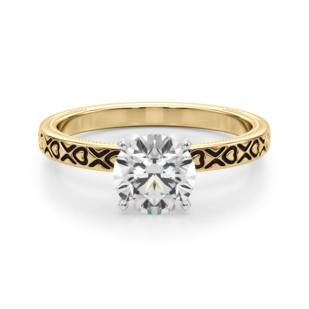 Couture Solitaire Round Diamond Engagement Ring — 9K/18K Gold & Platinum