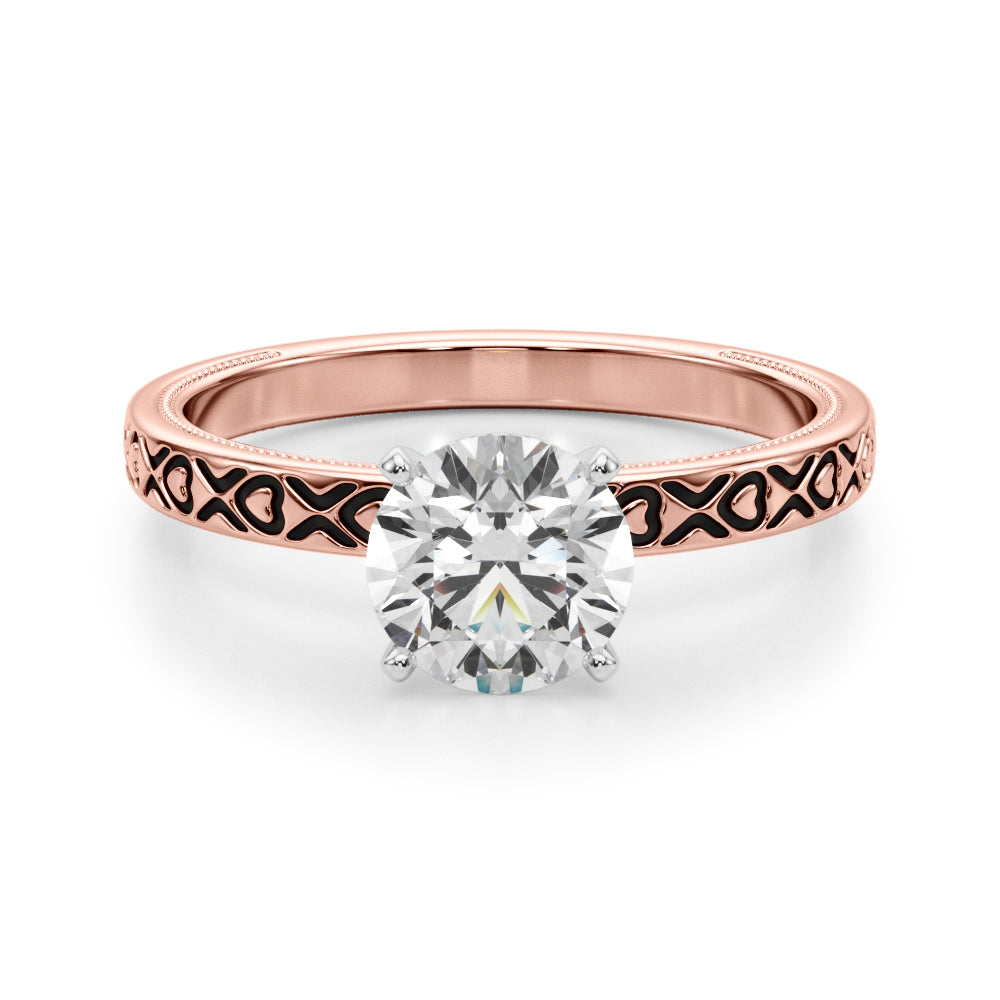 Couture Solitaire Round Diamond Engagement Ring — 9K/18K Gold & Platinum