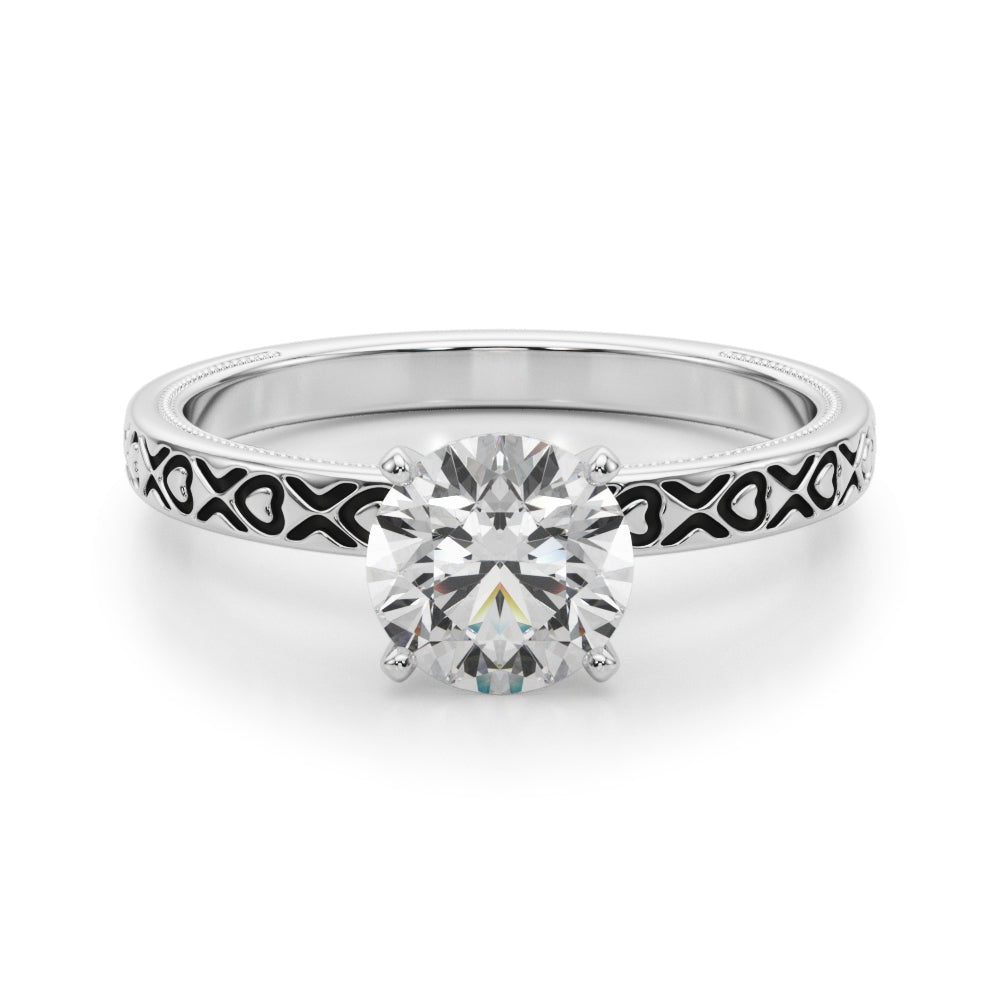 Couture Solitaire Round Diamond Engagement Ring — 9K/18K Gold & Platinum