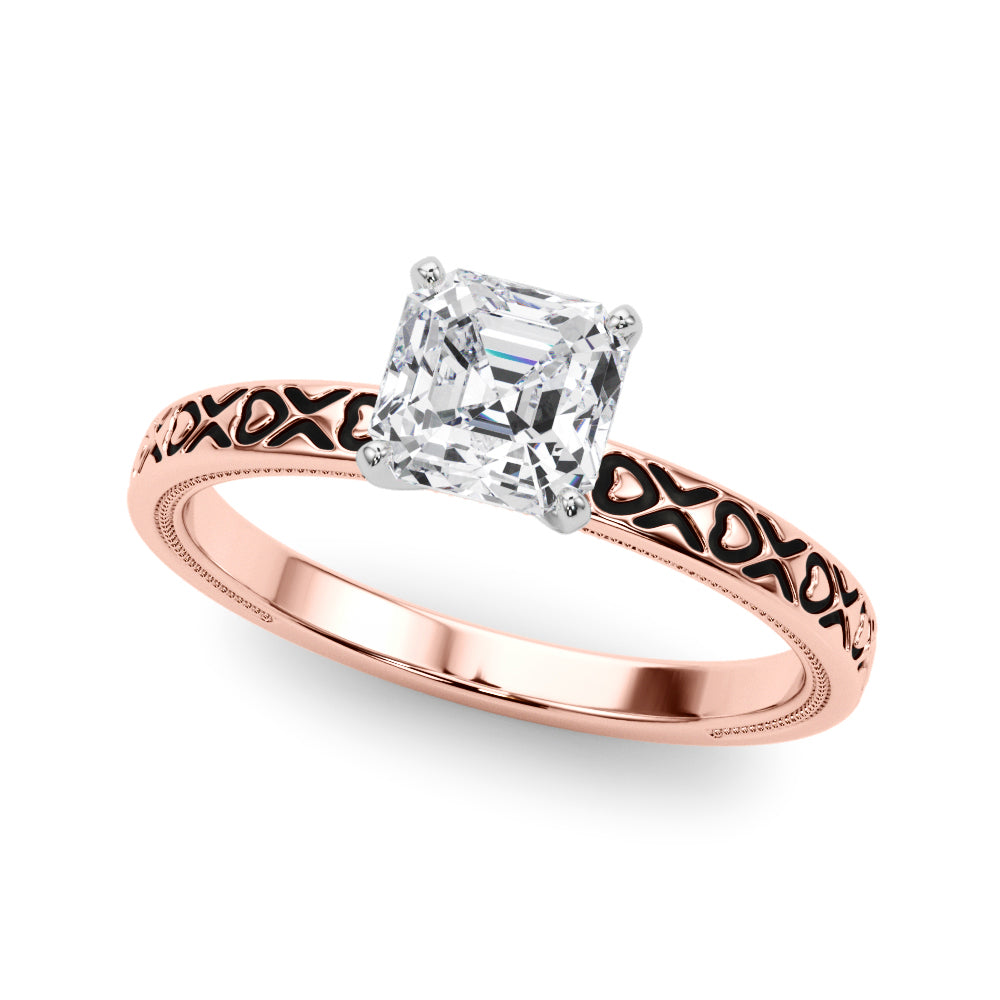 Couture Solitaire Round Diamond Engagement Ring — 9K/18K Gold & Platinum