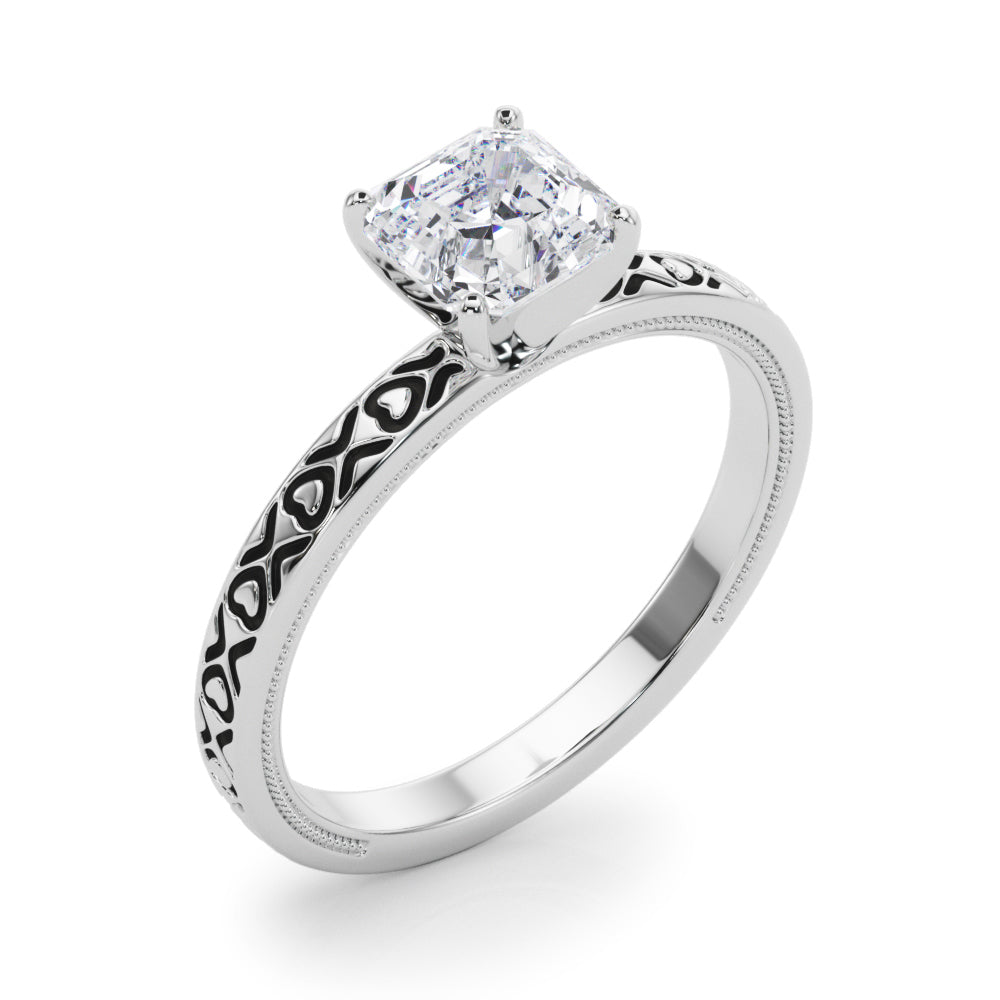 Couture Solitaire Round Diamond Engagement Ring — 9K/18K Gold & Platinum