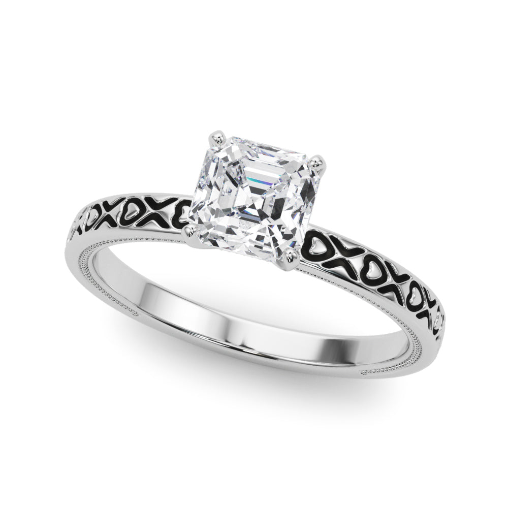 Couture Solitaire Round Diamond Engagement Ring — 9K/18K Gold & Platinum