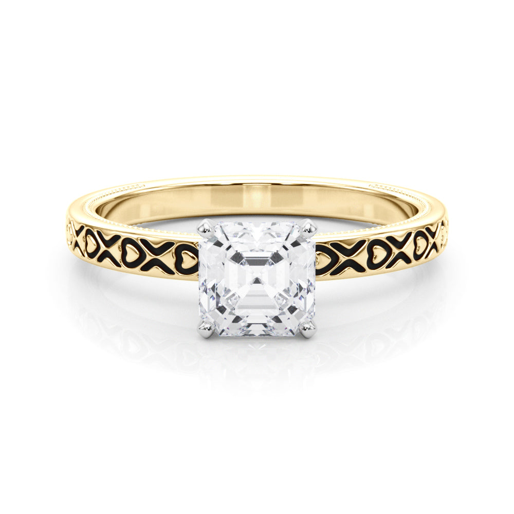 Couture Solitaire Round Diamond Engagement Ring — 9K/18K Gold & Platinum