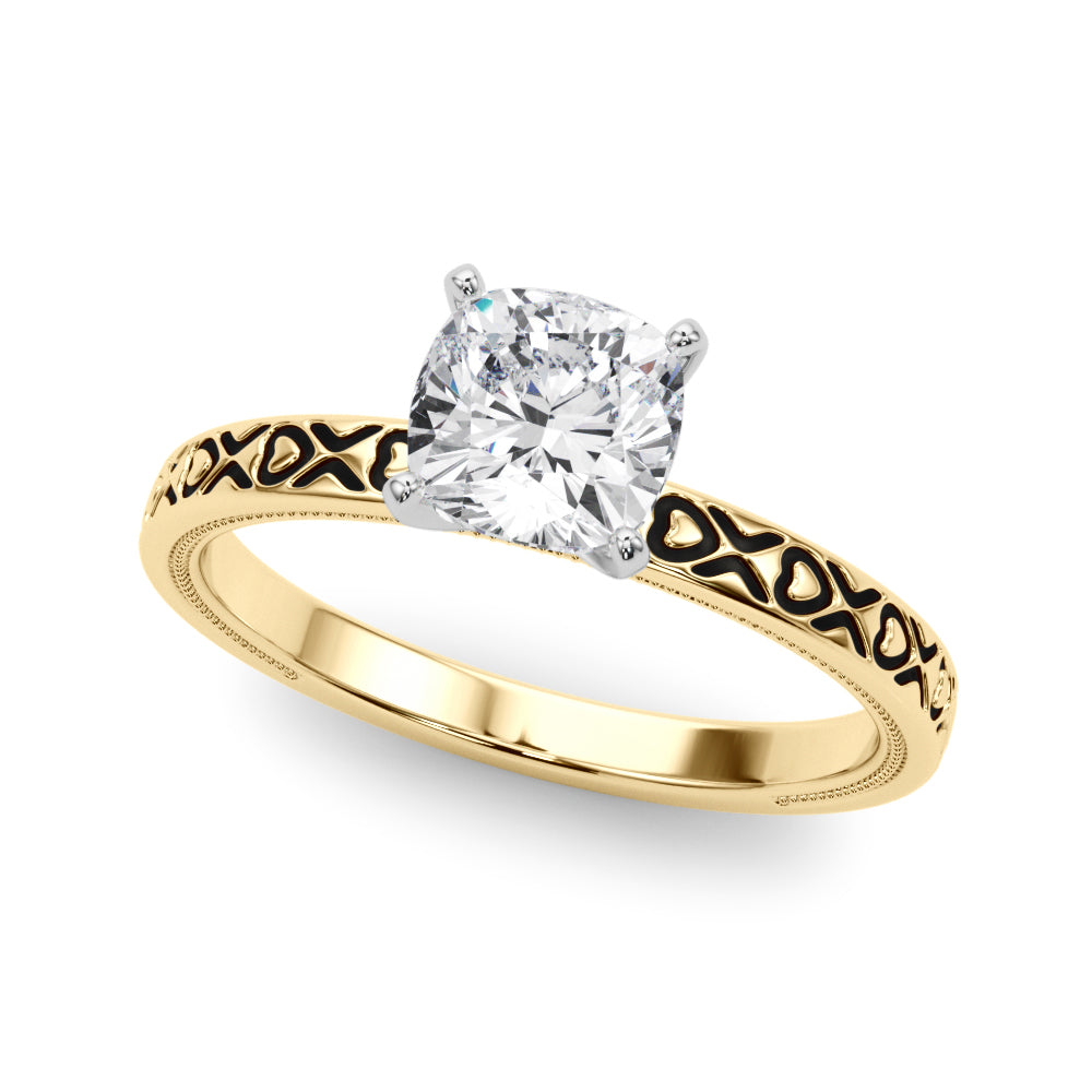 Couture Solitaire Round Diamond Engagement Ring — 9K/18K Gold & Platinum