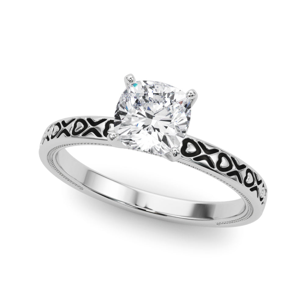 Couture Solitaire Round Diamond Engagement Ring — 9K/18K Gold & Platinum