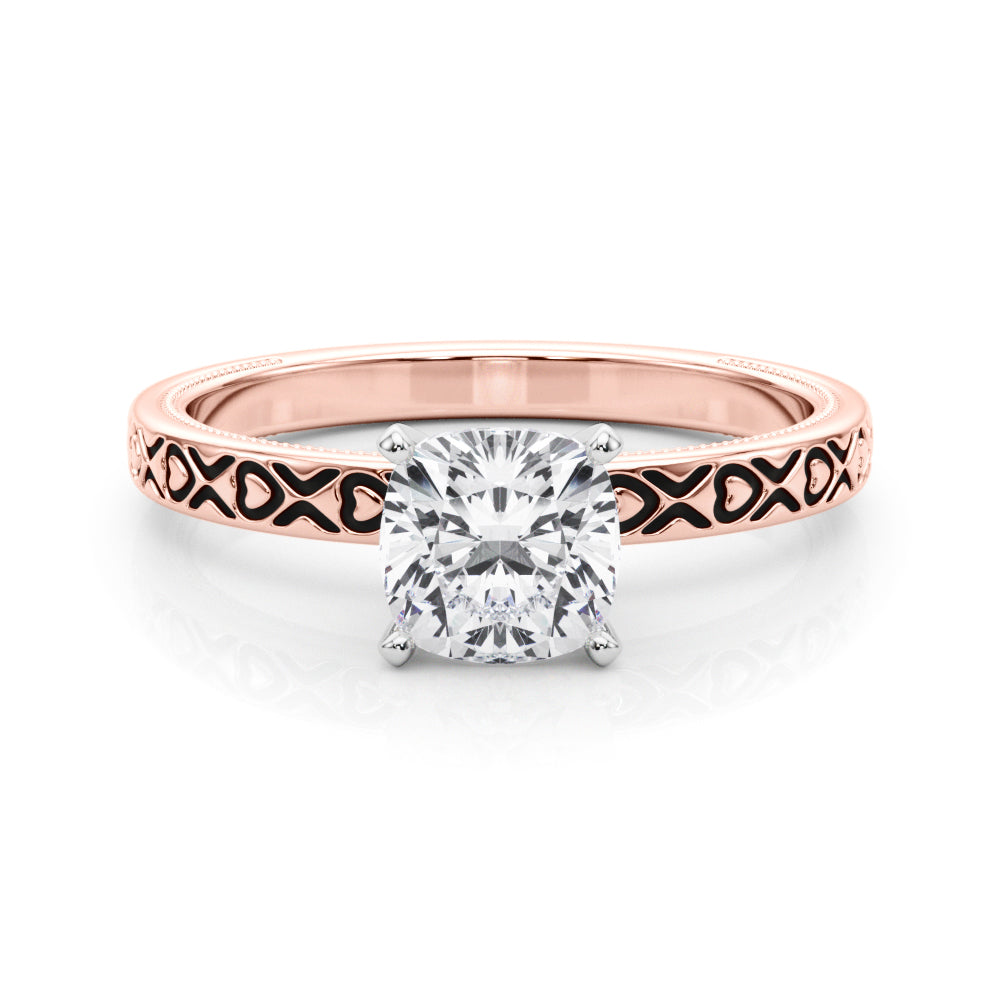 Couture Solitaire Round Diamond Engagement Ring — 9K/18K Gold & Platinum