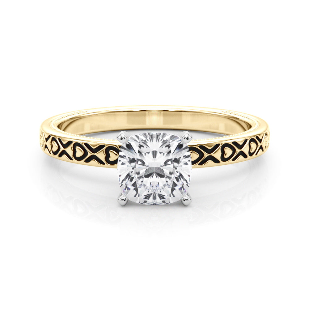 Couture Solitaire Round Diamond Engagement Ring — 9K/18K Gold & Platinum