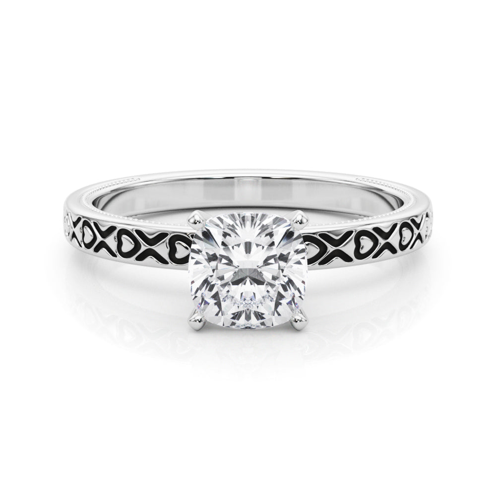 Couture Solitaire Round Diamond Engagement Ring — 9K/18K Gold & Platinum