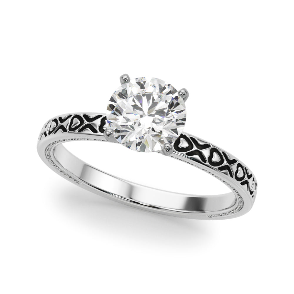 Couture Solitaire Round Diamond Engagement Ring — 9K/18K Gold & Platinum