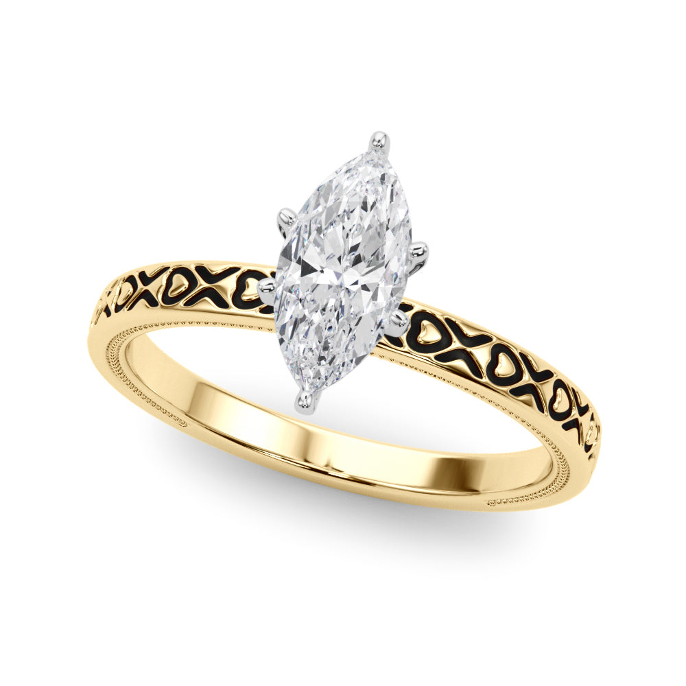 Couture Solitaire Round Diamond Engagement Ring — 9K/18K Gold & Platinum