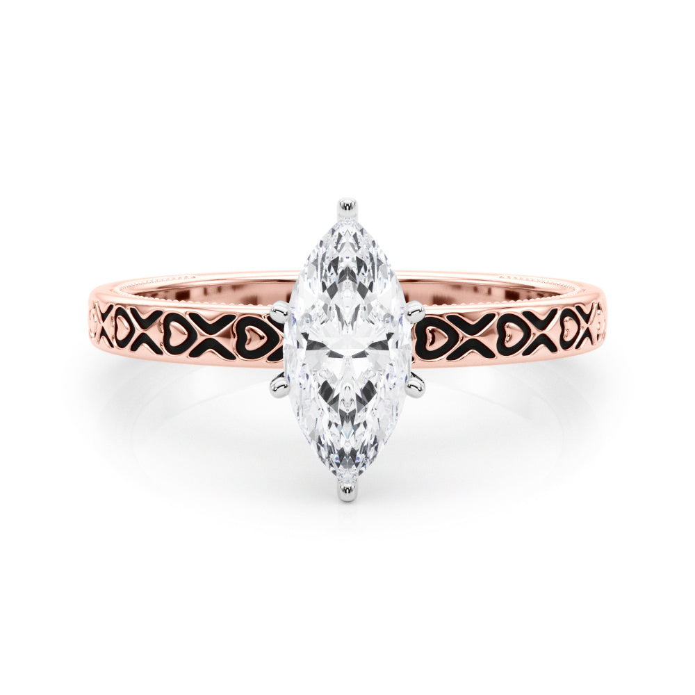 Couture Solitaire Round Diamond Engagement Ring — 9K/18K Gold & Platinum