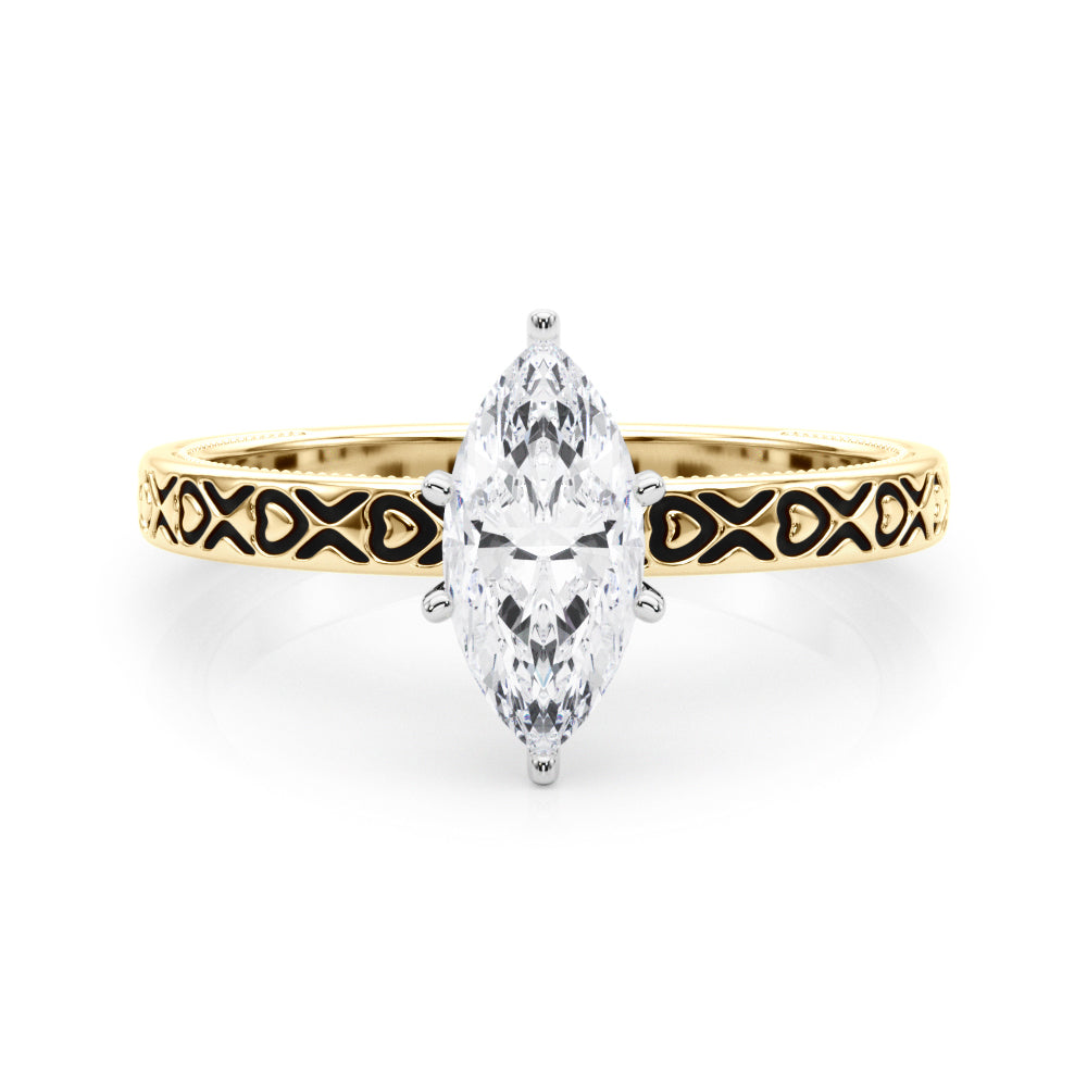 Couture Solitaire Round Diamond Engagement Ring — 9K/18K Gold & Platinum
