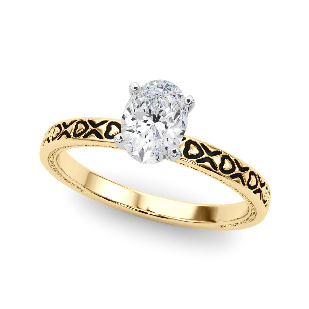 Couture Solitaire Round Diamond Engagement Ring — 9K/18K Gold & Platinum