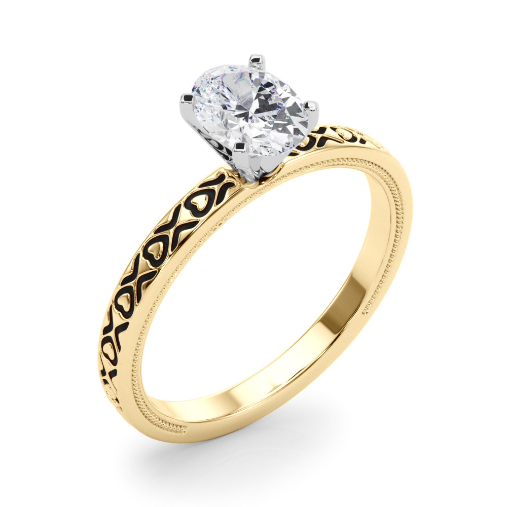 Couture Solitaire Round Diamond Engagement Ring — 9K/18K Gold & Platinum