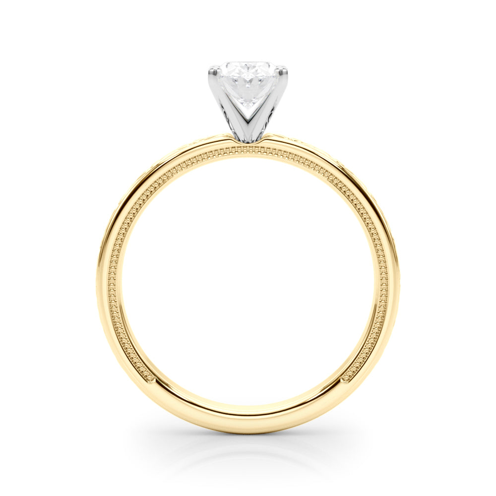 Couture Solitaire Round Diamond Engagement Ring — 9K/18K Gold & Platinum