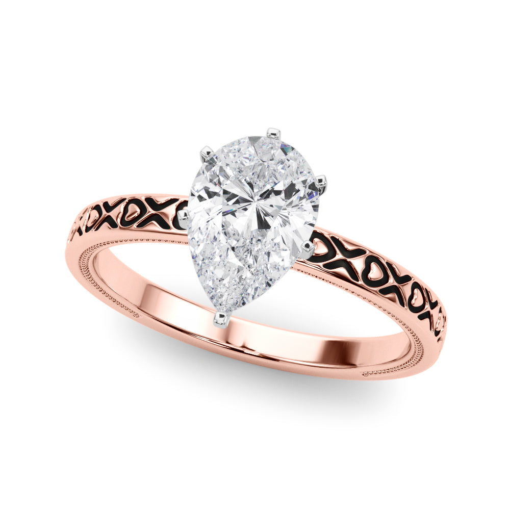 Couture Solitaire Round Diamond Engagement Ring — 9K/18K Gold & Platinum