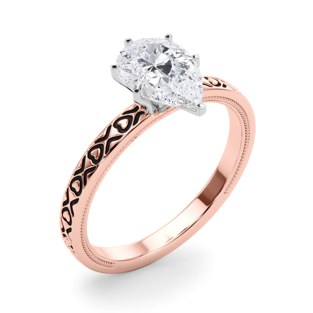 Couture Solitaire Round Diamond Engagement Ring — 9K/18K Gold & Platinum