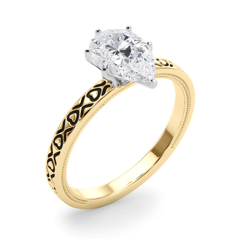 Couture Solitaire Round Diamond Engagement Ring — 9K/18K Gold & Platinum