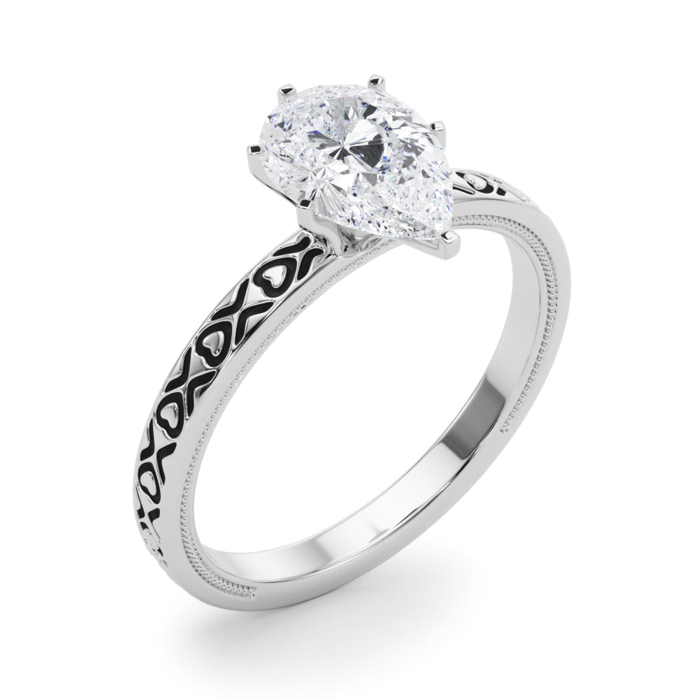 Couture Solitaire Round Diamond Engagement Ring — 9K/18K Gold & Platinum
