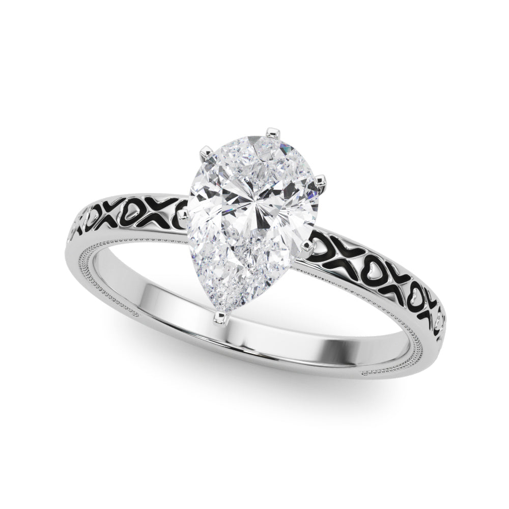 Couture Solitaire Round Diamond Engagement Ring — 9K/18K Gold & Platinum