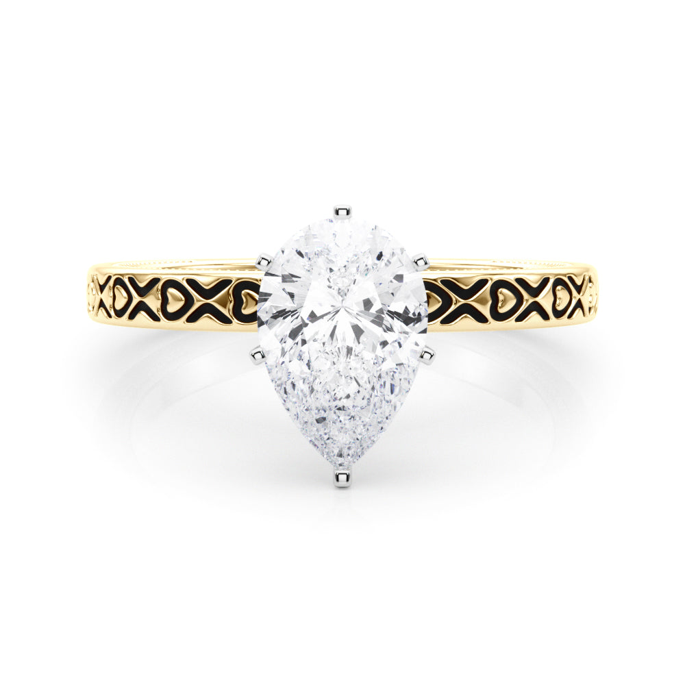 Couture Solitaire Round Diamond Engagement Ring — 9K/18K Gold & Platinum